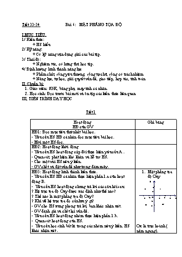 Giáo án Đại số Lớp 7 VNEN - Tiết 33+34: Mặt phẳng tọa độ
