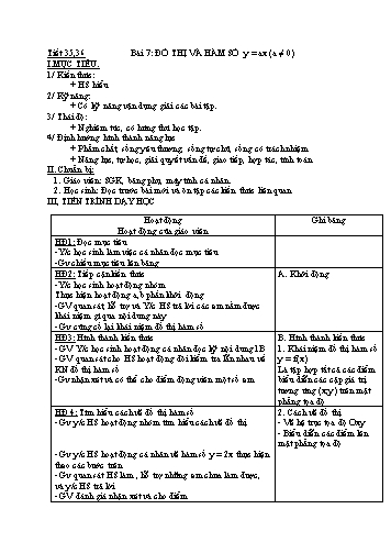 Giáo án Đại số Lớp 7 VNEN - Tiết 35+36: Đồ thị và hàm số y=ax (a khác 0)
