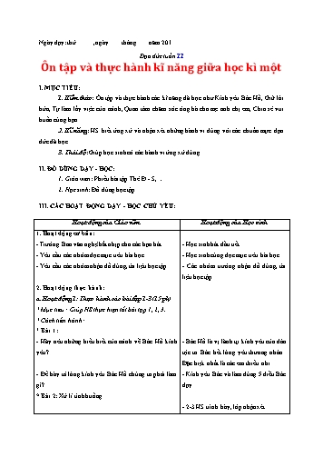 Giáo án Đạo đức Lớp 3 VNEN - Tuần 11: Ôn tập và thực hành kĩ năng giữa học kì I - Lê Thị Xuân