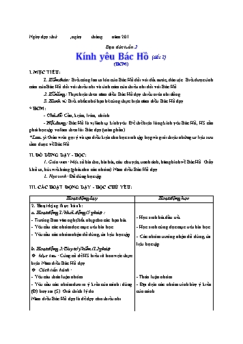 Giáo án Đạo đức Lớp 3 VNEN - Tuần 2: Kính yêu Bác Hồ (Tiết 2) - Lê Thị Xuân