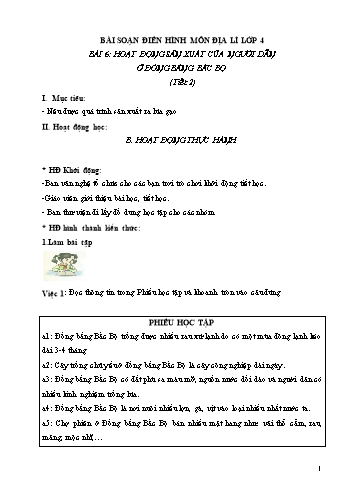 Giáo án Địa lí Lớp 4 VNEN - Bài 6: Hoạt động sản xuất của người dân ở đồng bằng Bắc Bộ (Tiết 2)