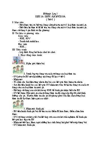 Giáo án Kĩ thuật Lớp 5 VNEN - Tiết 18: Thức ăn nuôi gà (Tiết 2)