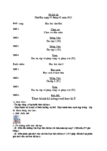 Giáo án Lớp 2 VNEN - Tuần 18 - Nguyễn Văn Tuấn