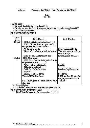 Giáo án Lớp 2 VNEN - Tuần 8 - Nguyễn Văn Phương