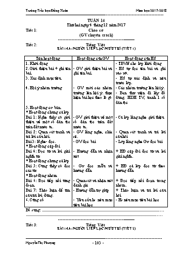 Giáo án Lớp 3 VNEN - Tuần 14 - Nguyễn Thị Phượng