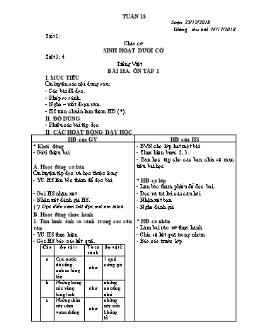 Giáo án Lớp 3 VNEN - Tuần 18 (Bản 2 cột)