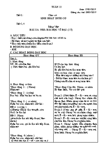 Giáo án Lớp 3 VNEN - Tuần 22 (Bản 2 cột)
