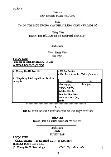 Giáo án Lớp 3 VNEN - Tuần 6