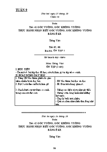 Giáo án Lớp 3 VNEN - Tuần 9