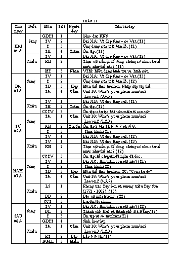 Giáo án Lớp 4 VNEN - Tuần 31 (Bản đẹp 2 cột)