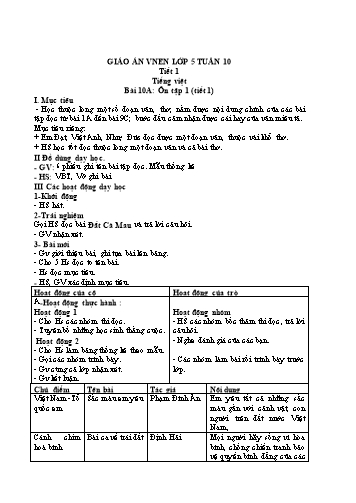 Giáo án Lớp 5 VNEN - Tuần 10 - Năm học 2021-2022