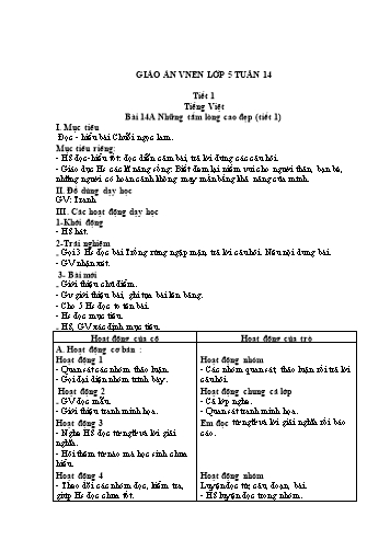 Giáo án Lớp 5 VNEN - Tuần 14 - Năm học 2021-2022