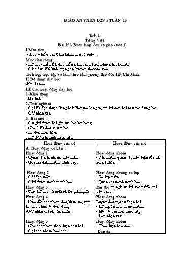 Giáo án Lớp 5 VNEN - Tuần 15 - Năm học 2021-2022