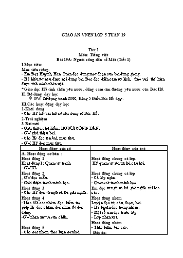Giáo án Lớp 5 VNEN - Tuần 19 - Năm học 2021-2022