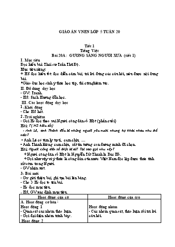 Giáo án Lớp 5 VNEN - Tuần 20 - Năm học 2021-2022