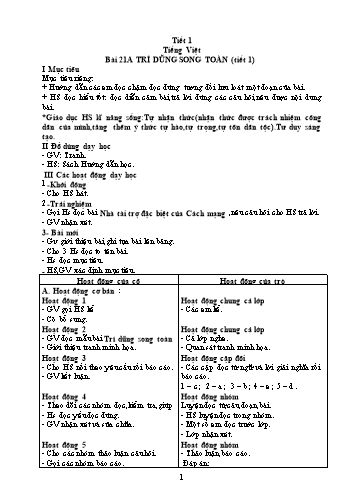 Giáo án Lớp 5 VNEN - Tuần 21 - Nguyễn Văn Tân