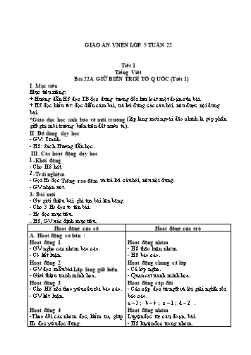 Giáo án Lớp 5 VNEN - Tuần 22 - Năm học 2021-2022