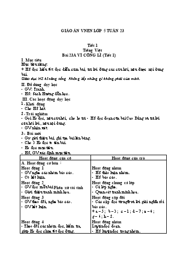 Giáo án Lớp 5 VNEN - Tuần 23 - Năm học 2021-2022