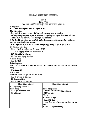 Giáo án Lớp 5 VNEN - Tuần 24 - Năm học 2021-2022