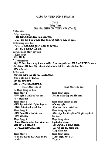 Giáo án Lớp 5 VNEN - Tuần 26 - Năm học 2021-2022