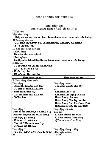 Giáo án Lớp 5 VNEN - Tuần 30 - Năm học 2021-2022