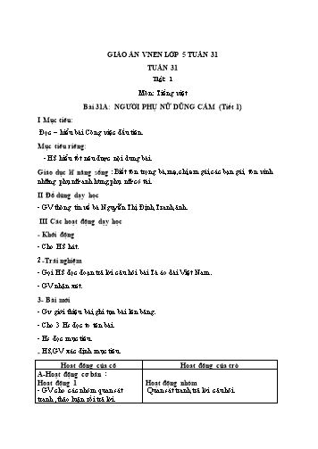 Giáo án Lớp 5 VNEN - Tuần 31 - Năm học 2021-2022