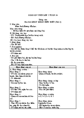 Giáo án Lớp 5 VNEN - Tuần 34 - Năm học 2021-2022