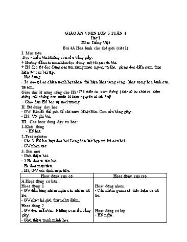 Giáo án Lớp 5 VNEN - Tuần 4 - Năm học 2021-2022