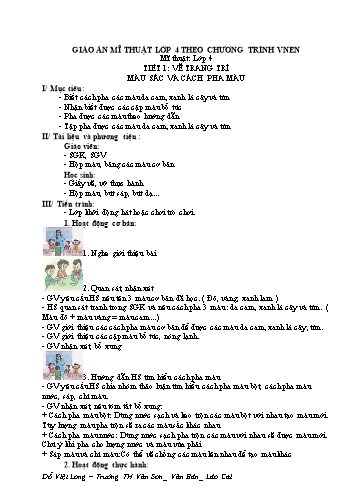 Giáo án Mĩ thuật Lớp 4 VNEN - Chương trình cả năm - Đỗ Việt Long
