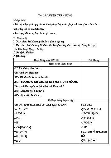 Giáo án Số học Lớp 6 VNEN - Tiết 16: Luyện tập chung - Đỗ Ngọc Nam