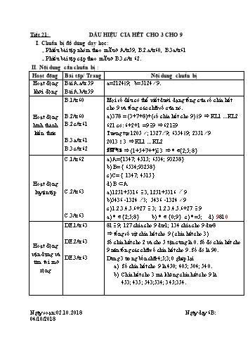 Giáo án Số học Lớp 6 VNEN - Tiết 21+22 - Nguyễn Trọng Hán