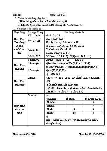 Giáo án Số học Lớp 6 VNEN - Tiết 23+24 - Nguyễn Trọng Hán