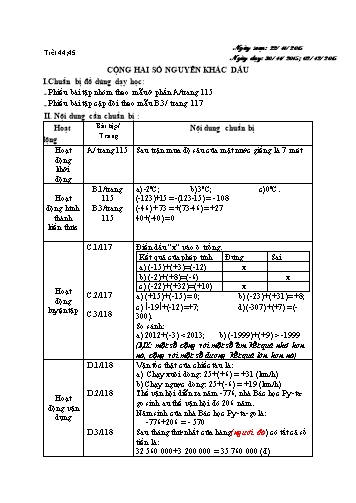 Giáo án Số học Lớp 6 VNEN - Tiết 44+45 - Nguyễn Trọng Hán