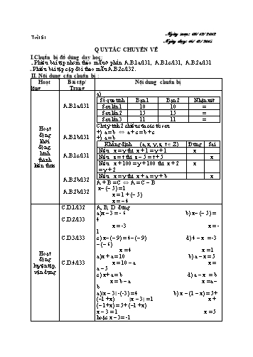 Giáo án Số học Lớp 6 VNEN - Tiết 51 - Nguyễn Trọng Hán