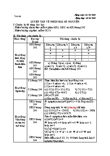 Giáo án Số học Lớp 6 VNEN - Tiết 60 - Nguyễn Trọng Hán