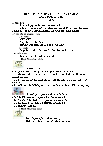 Giáo án Thủ công Lớp 3 VNEN - Tiết 6: Gấp, cắt, dán ngôi sao năm cánh và lá cờ đỏ sao vàng (Tiết 2) - Đỗ Việt Long