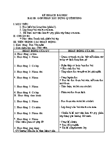 Giáo án Tiếng Việt Lớp 5 VNEN - Bài 3B: Góp phần xây dựng quê hương