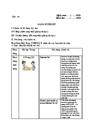 Giáo án Tin học Lớp 6 VNEN - Tiết 49: Mạng máy tính