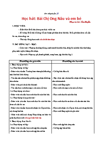 Giáo án Âm nhạc Lớp 3 VNEN - Tuần 25 - Nguyễn Thị Dánh