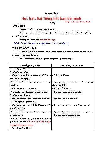 Giáo án Âm nhạc Lớp 3 VNEN - Tuần 27 - Nguyễn Thị Dánh