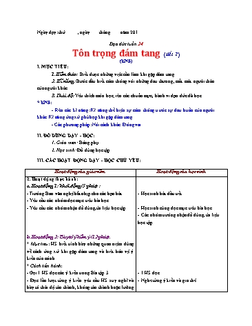 Giáo án Đạo đức Lớp 3 VNEN - Tuần 24 - Lê Thị Xuân Giáo án Đạo đức Lớp 3 VNEN - Tuần 24 - Lê Thị Xuân