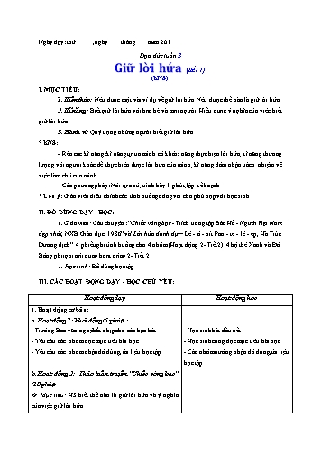 Giáo án Đạo đức Lớp 3 VNEN - Tuần 3 - Lê Thị Xuân Giáo án Đạo đức Lớp 3 VNEN - Tuần 3 - Lê Thị Xuân