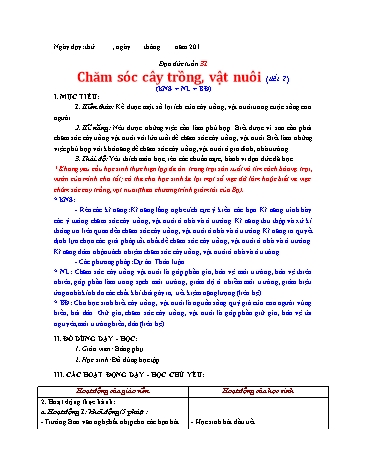 Giáo án Đạo đức Lớp 3 VNEN - Tuần 31 - Lê Thị Xuân Giáo án Đạo đức Lớp 3 VNEN - Tuần 31 - Lê Thị Xuân