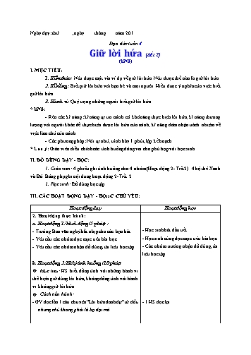 Giáo án Đạo đức Lớp 3 VNEN - Tuần 4 - Lê Thị Xuân Giáo án Đạo đức Lớp 3 VNEN - Tuần 4 - Lê Thị Xuân