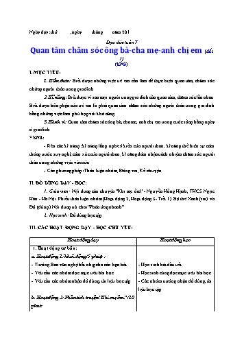 Giáo án Đạo đức Lớp 3 VNEN - Tuần 7 - Lê Thị Xuân Giáo án Đạo đức Lớp 3 VNEN - Tuần 7 - Lê Thị Xuân