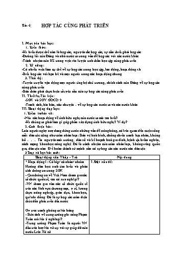 Giáo án Giáo dục công dân Lớp 9 VNEN - Bài 6: Hợp tác cùng phát triển - Huỳnh Vũ Chương