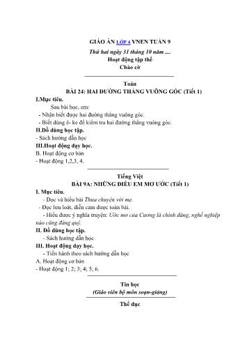 Giáo án Khối 4 VNEN - Tuần 9
