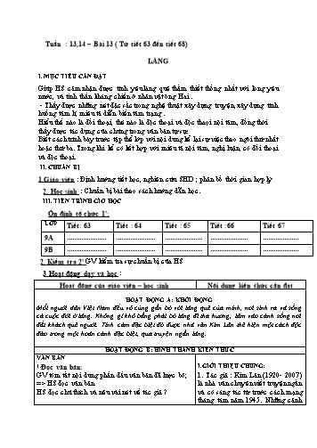 Giáo án Ngữ văn Lớp 9 VNEN - Tuần 13+14 - Đặng Thị Mai Phương