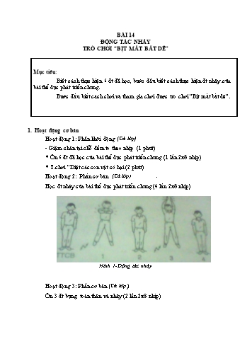 Giáo án Thể dục Lớp 2 VNEN - Bài 14: Động tác nhảy. Trò chơi “Bịt mắt bắt dê” - Hứa Văn Đồng