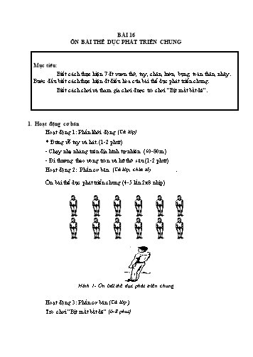 Giáo án Thể dục Lớp 2 VNEN - Bài 16: Ôn bài thể dục phát triển chung - Hứa Văn Đồng